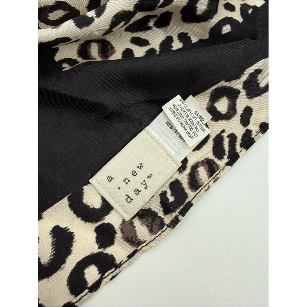 A New Day Silk Animal Print Scarf Accessory Large Square Overlay Leopard